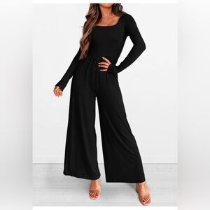 Black Long Sleeve Wide Leg Jumpsuit NWOT